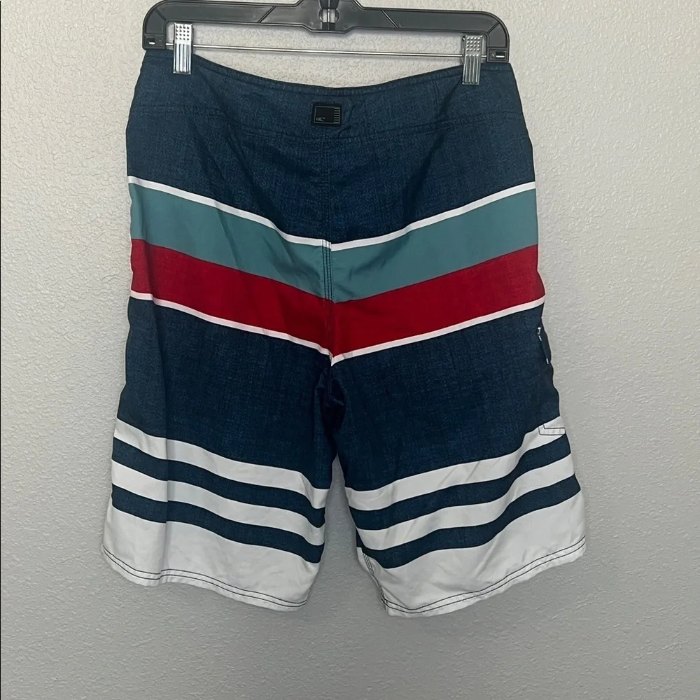 O’Neill Striped Blue/Red Swim/Board Shorts Size 31